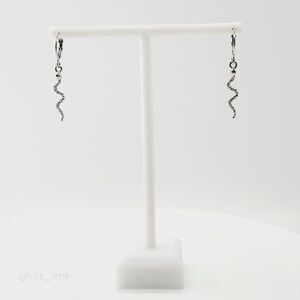 Snake Charm Lightweight Silver Toned Hoop Earrings Drop Dangle Jewelry